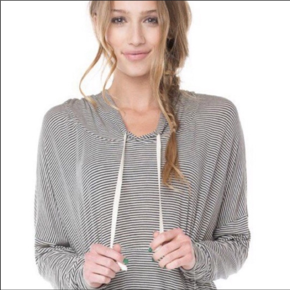 Brandy Melville black and white stripped hoodie